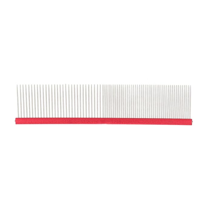 VINGVO Greyhound Comb for Dogs, Metal Dog Comb with Rounded Ends, 16cm/6.3in, Red