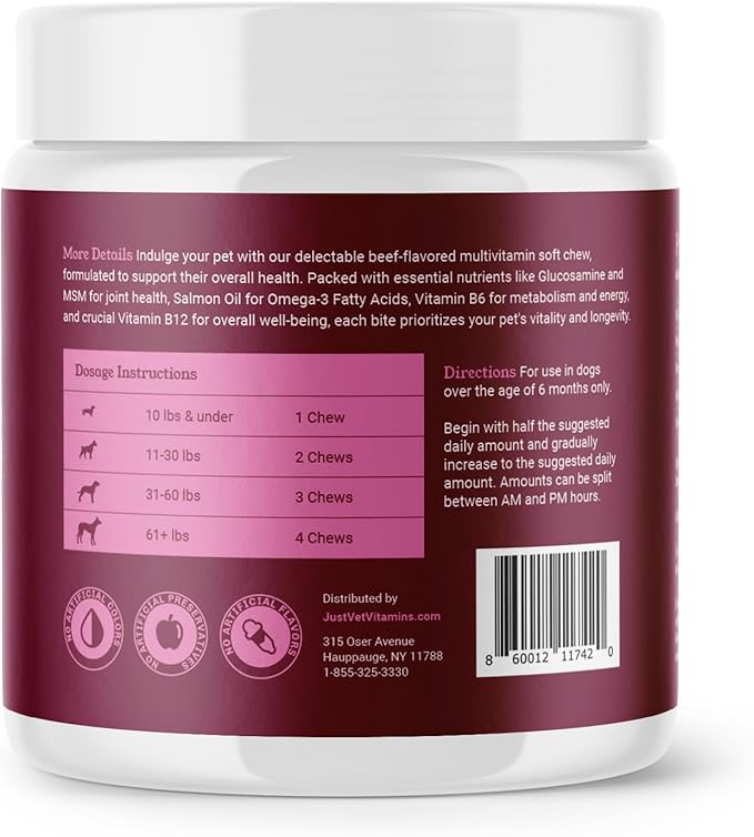 Multivitamin Chews for Dogs with Essential Vitamins & Minerals – Supports Immune System, Energy Levels, Skin, Coat, and Digestive Health – 90 Soft Chews
