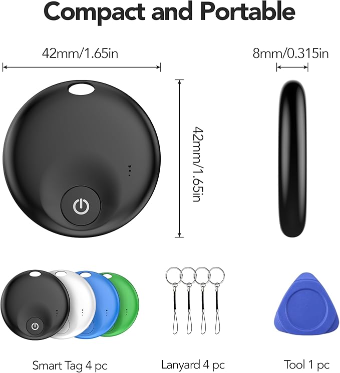 Air Tracker Tags-4 Pack: Bluetooth Tracker Tag, Item Finder Works with Apple Find My App, Trakcer Tag Locator for Your Keys, Wallet, Luggage, Backpack, and More.(iOS only) 4colors