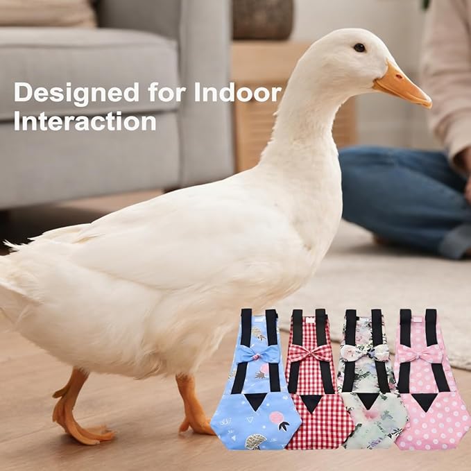 Reusable Chicken & Duck Diaper Covers, Breathable Poultry Diaper for Indoor Interaction, Elastic Strap Design for Comfortable Fit, 4 Pack (M)