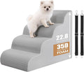 Dog Stairs for Bed Up to 24" H, Extra Height 22.8" 4-Step Pet Steps for Small Dogs and Cats, Non-Slip Sturdy Dog Ramp with Anti-Tip Safety Strap and Washable Cover,Balanced Ramp Indoor Pet Stairs