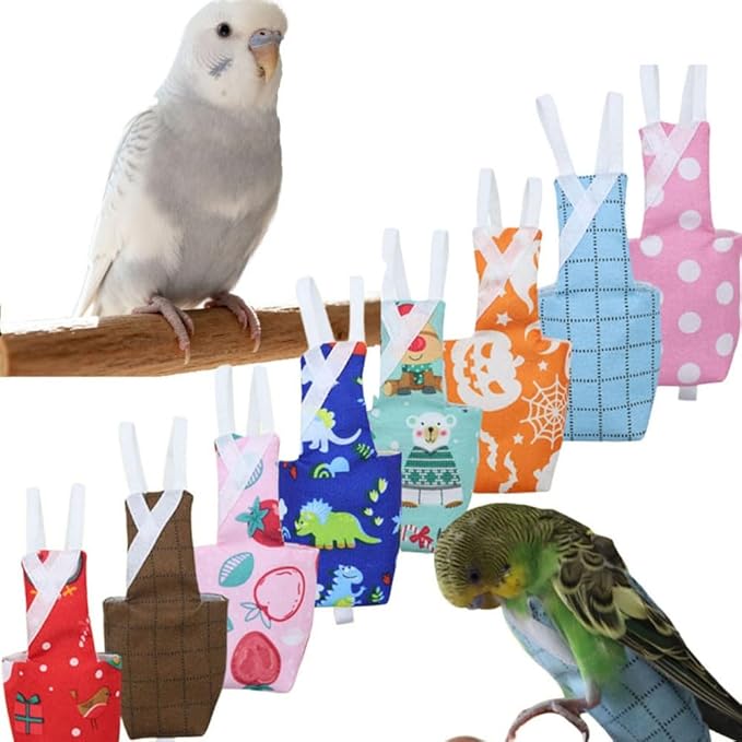 4pcs Bird Diaper Parrot Flight Suit with Waterproof Inner Layer Pigeon Pants Parrot Nappy Reusable Cockatiel Clothes Adjustable for Parakeet Mini Macaw Budgie Canary - color1 L