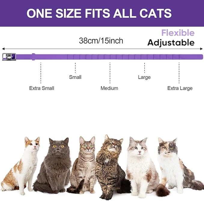 4-Pack Cat Calming Collar - 120 Days of Continuous Calm - Pheromone Anxiety Relief for Cats & Kittens - Reduces Scratching, Meowing & Urine Marking - Adjustable & Safe Waterproof Breakaway Design
