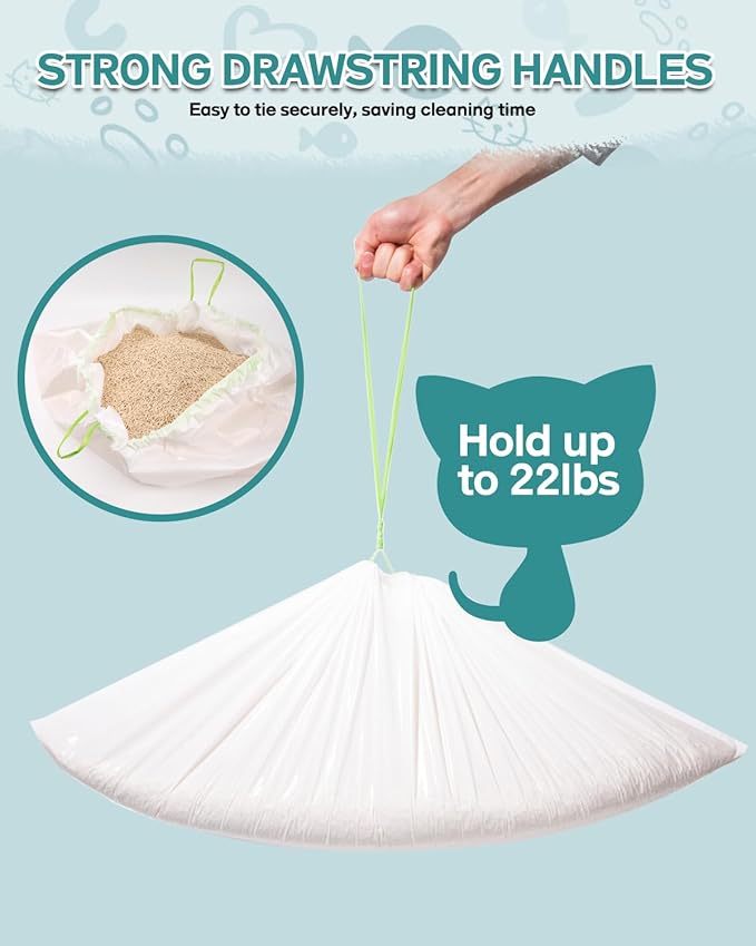 Litter Box Liners Extra-Thick, 30 Count Jumbo Size Cat Litter Bags Large, Kitty Litter Liner XL, Easy Clean Up Litter Pan Liners, Pet Cat Supplies - 36" x 18"