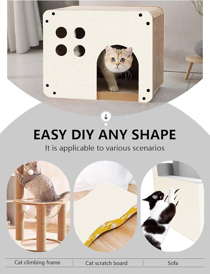 Cat Scratch Couch Furniture Protector, Adhesive Cat Scratch Pad Deterrent for Furniture, Cat Wall Climbing Carpet Scratcher Couch Protector from Cats Claws Scratching Indoor (OffWhite,39.3x15.8In)