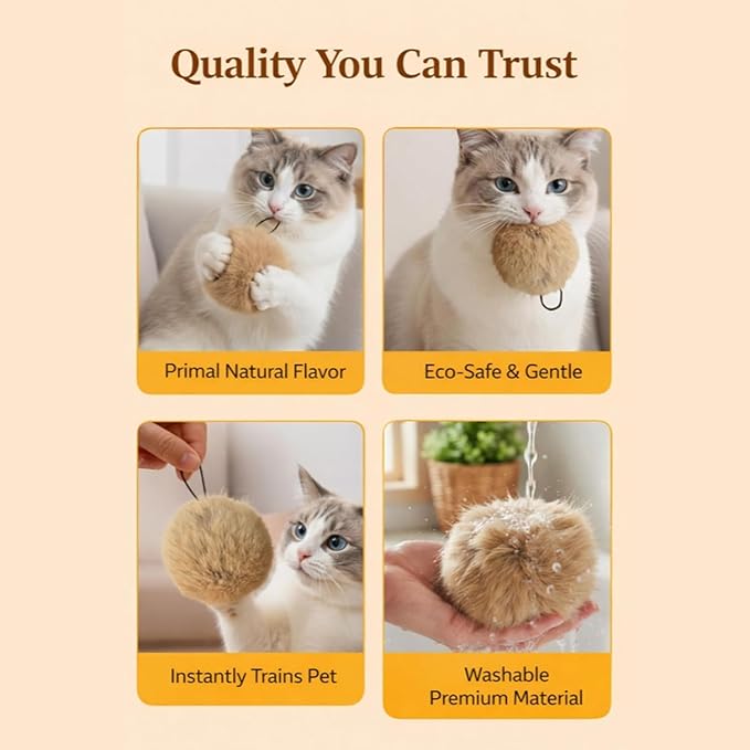 Rabbit Fur Ball Cat Toy, Rabbit Fur Balls for Cats, Furry Catnip Toy Ball Soft, Washable & Fun to Chase, for Bunny Kicks & Chase Games, for Indoor Exercise & Bonding (6PCS)