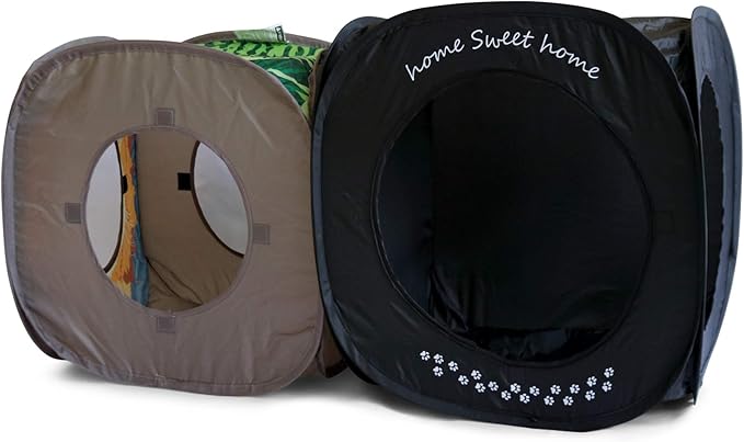 Feline Ruff Home Sweet Home Pop Up Cat Cube. A Collapsible Indoor Cat House. Covered Pet Bed Hideaway Cave for Dogs and Other Pets Too