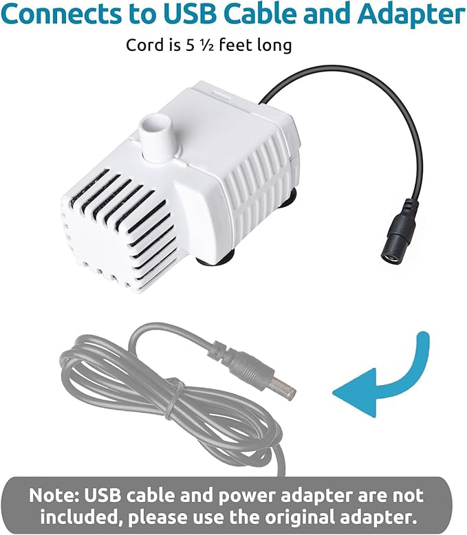 ORSDA Cat Water Fountain Pump for D30 / D60 Fountain, Water Pump Replacement No LED Light, Pet Water Fountain Motor Replacement for Stainless Steel Cat Dog Water Dispenser (Water Pump)