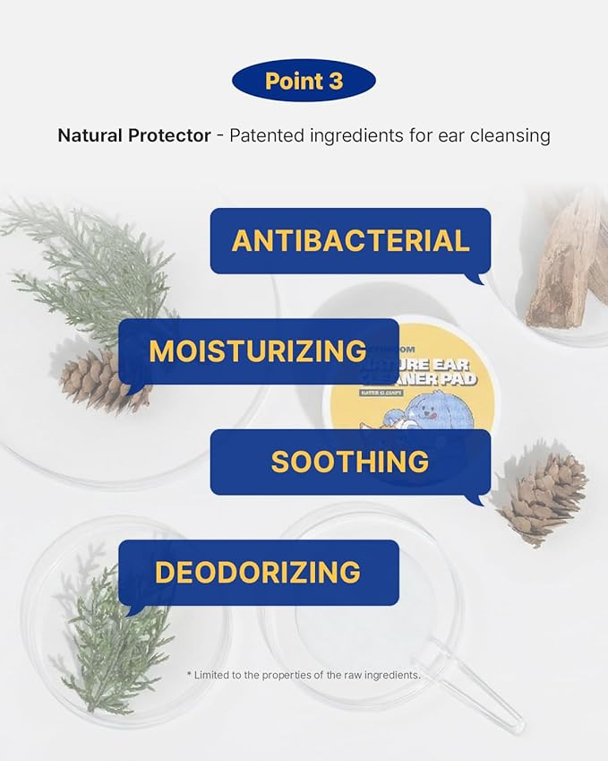 PETHROOM Nature Ear Cleaning Pads – Hypoallergenic Microfiber Pads for Dogs & Cats, Gentle Daily Ear Care That Removes Dirt & Wax Safely, 50 Count