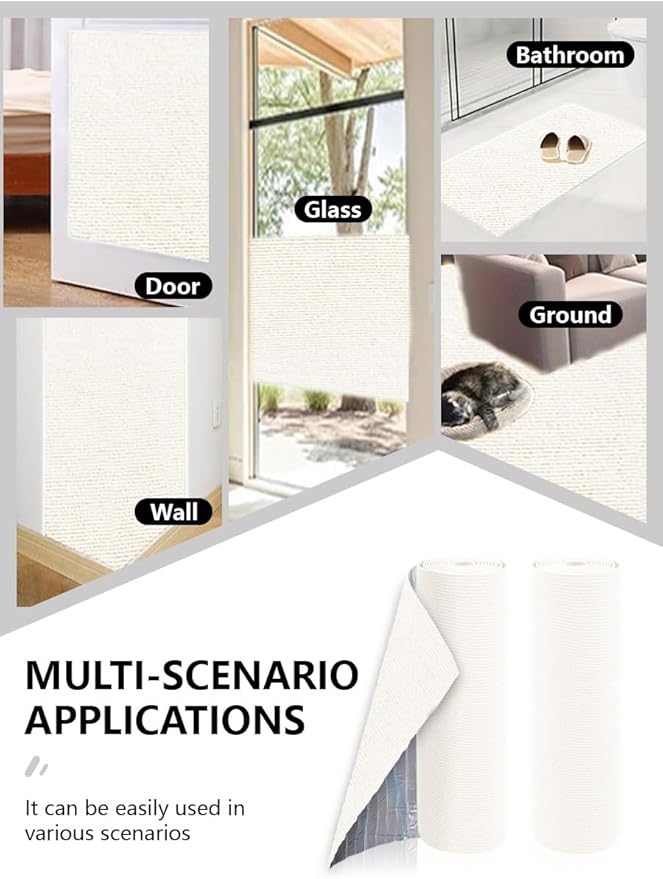 Anti Cat Scratch Couch Furniture Protector, Adhesive Cat Scratch Pad Deterrent for Furniture, DIY Climbing Cat Scratcher Couch Protector from Cat Claws Scratching for Indoor (offwhite,78.7x15.8In)