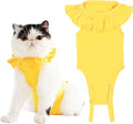 Cat Recovery Suit for Abdominal Wounds and Skin Diseases,Breathable Surgical Recovery Shirt After Surgery Wear Anti Licking Wounds,E-Collar Alternative for Female Cats Kitten(RSC01-yellow-m)