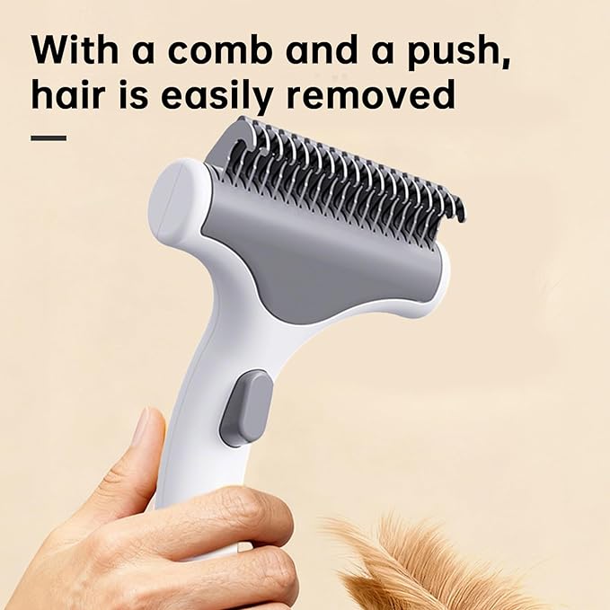 Undercoat Rake for Dogs & Cats, Deshedding Brush for Long haired Pets,Dog Brush for Shedding with Release Button,Best Cat Undercoat Brush&Deshedding Tool for Grooming (White)