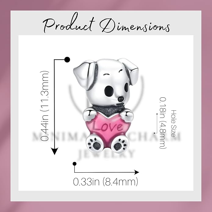 Pet Charm, Cute Dog Charm, Animal Dangle Charm, Sterling Silver Charm, Gift For Women, Friends, Wife, Mother, Christmas, and Halloween, Compatible With Pandora