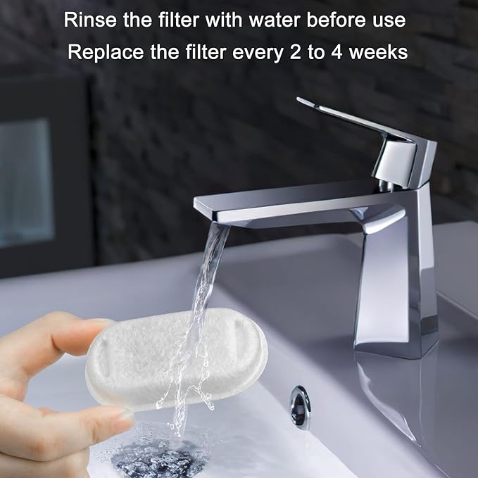 Wonder Creature 32 Pack Cat Water Fountain Filter Replacement, 4+4/8+8/12+12/16+16 Pack for Stainless Steel Cat Water Fountain 2L/67oz and 3.2L/108oz, 16 Carbon Filters & 16 Pre-Filter Sponges