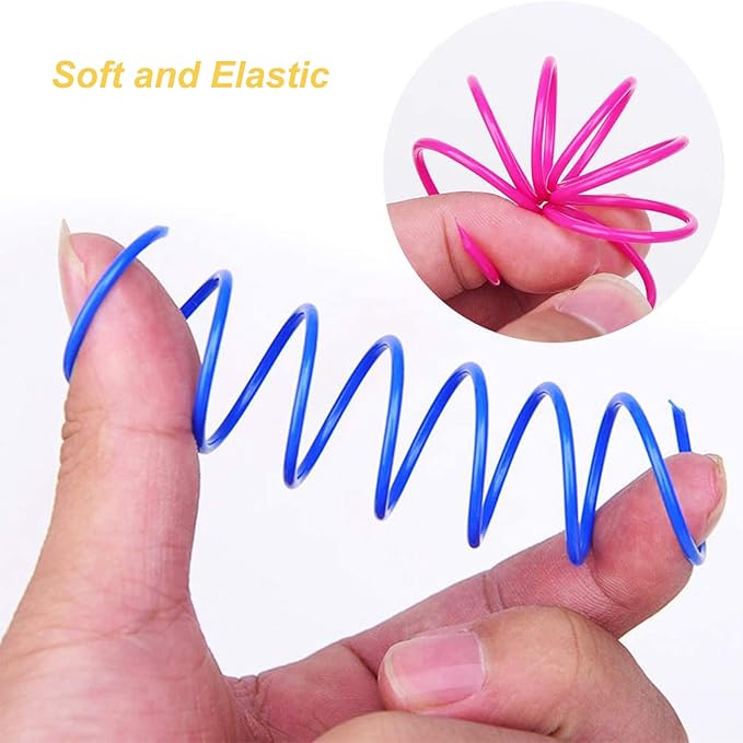 ISMARTEN Cat Spring Toys Pet Wide Plastic Colorful Springs Cat Toys for Cat Kitten Pets (Random Color) (10pcs)