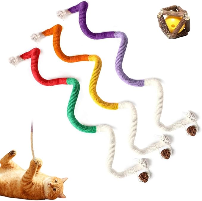 Catnip Chew Rope Toy – Natural, Safe Tooth Cleaner for Indoor Cats, 2026 New Cat Chew Rope, Catnip-Infused Organic Cotton Cat Chew Toys, Interactive Kitten Nip Toys & All Breeds (3PCS)