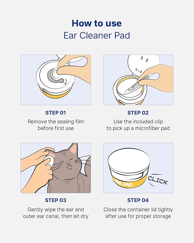PETHROOM Nature Ear Cleaning Pads – Hypoallergenic Microfiber Pads for Dogs & Cats, Gentle Daily Ear Care That Removes Dirt & Wax Safely, 50 Count