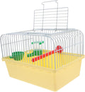 Toddmomy Portable Bird Cage with Waterer Food Box and Perch Lightweight Spacious Travel Bird Carrier for Parakeets Lovebirds 9.25X6.49X6.37 Inch