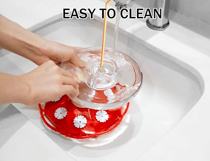 eWonLife Bee Proof 8-Port Hummingbird Feeder for Outdoors, 16oz Leak Proof Saucer Humming Bird Feeder with Integrated Ant Moat Brush, Easy Clean & Refill, Hanging Garden Yard Décor