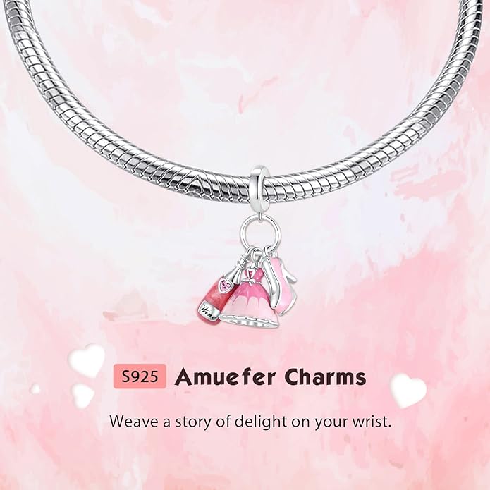S925 Silver 14K Gold Plated Charm for Pandora Bracelet Necklace Women, Jewelry Gift, Valentines Mothers Day Christmas Birthday Anniversary, Mom Daughter Auntie Grandma Friend Wife Girlfriend