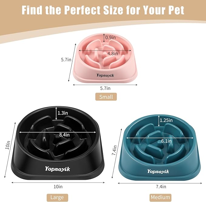 2 Pack Slow Feeder Dog Bowls for Healthy Eating, Non-Slip and Anti-Choking Design, Reduces Bloating & Overeating for Large Dogs, Easy to Clean