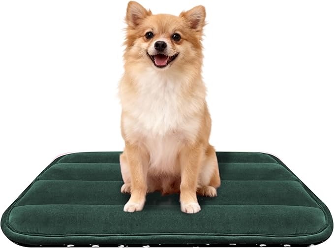 Dog Crate Pad, Ultra Soft & Anti-Slip Kennel Mat, Secure Fit for Metal Crates & Dog Cages, Washable Cozy Bed for Small Medium Large Dogs (Green, M(28"*16"*1.5"))