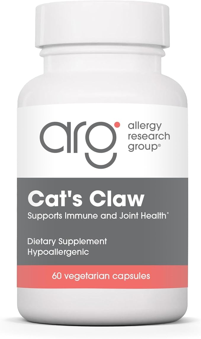 Allergy Research Group Cat's Claw - Inner Bark Extract, Joint Health & Immune Support, Herbal Supplement, Organic, Vegetarian Capsules - 60 Count