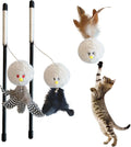 3 PCS Cat Wand Feather Toy, Cat Teaser Sticks with Catnip & Bell Interactive Plush Ball Cats Toys for Indoor Play Chase Exercise with Kittens