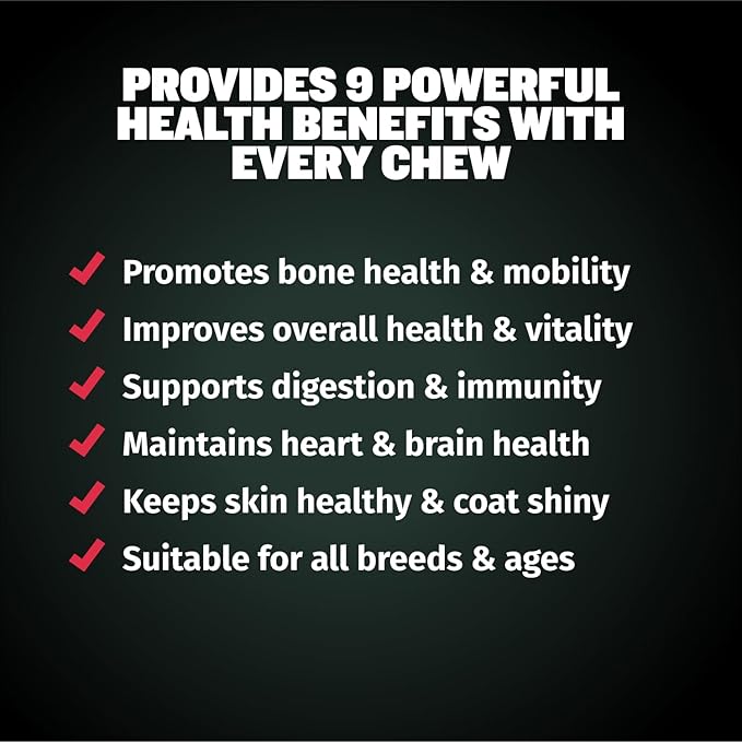 Bully Max Dog Chews & Multivitamin Treats for Puppy & Adult Dogs - 75 Soft Chews, Dog Supplements & Vitamins for All Breeds - Skin, Coat, Brain, Heart, Digestive Health, Immunity, Joint Support