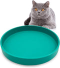 Silicone Cat Food Bowl Shallow Dishes 5.9in Wide Cats Bowls Kitty Plates Relief Whisker Fatigue Puppy Feeding Bowl for Dry Food and Wet Food Indoor (Round Green)