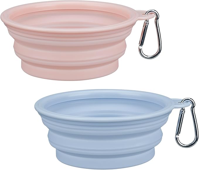 2-Pack, LeeRound Small Medium Collapsible Dog Bowl, Food-Grade Silicone Portable Travel Bowl for Dogs & Cats, Ideal for Hiking, Camping, Meet Needs Different Scenarios Feeding