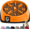 GORILLA GRIP Patented BPA Free Slow Feeder Dog Bowls, 4 Cup Interactive Puzzle Toy for Dogs and Cats Food Training Enrichment, Keeps Pets Busy and Prevents Puppy Overeating, Large Breeds, Orange