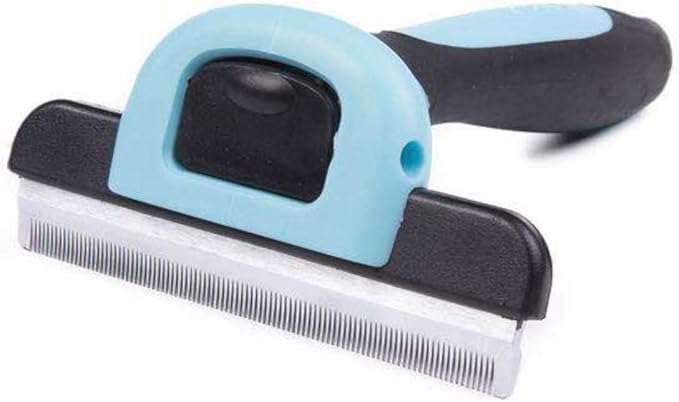 Dog Brush & Cat Hair Shedding Tool with Stainless Steel Trimming Blade-Effective Grooming Tool for Cats Dogs with Short Medium Long Fur, and Reduces Pet Hair Shed by Up to 95%