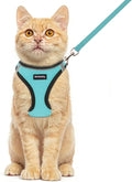 Rttochfy Cat Harness and Leash Set, Escape Proof Kitten Harness, Soft and Breathable Vest with Reflective Strip, Easy to Wear for Cats Walking and Traveling (BK Cyan, S)