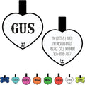 Silicone Silent Dog Tag Personalized with 5 Lines of Custom Deep Engraved Durable Soundless Pet ID Name Tag Heart White