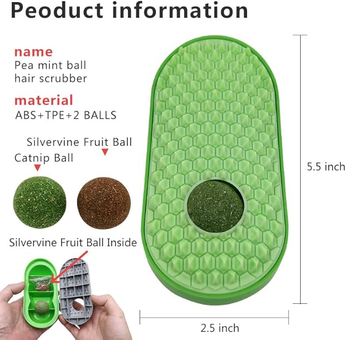 miwoowim 2 Pcs Catnip Toys Balls that Stick on Wall,Cat Toy Ball, Catnip Wall Balls for Cats Lick,Cat Face Scratchers, Cat self Groomer for Indoor Cats, Corner Brush