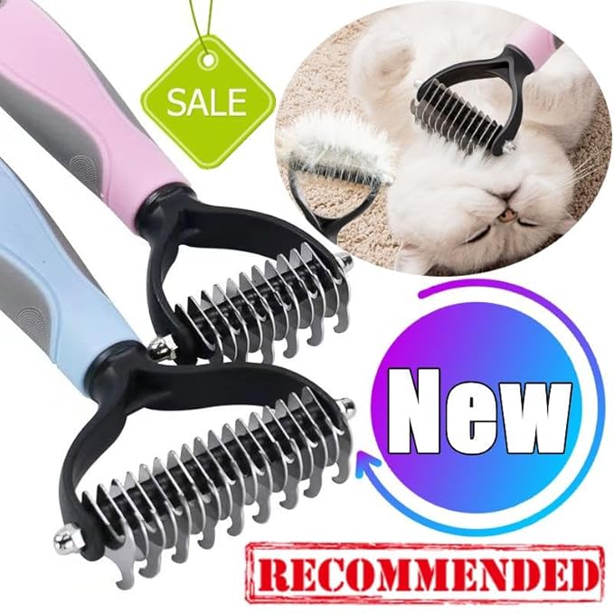 Dog Grooming Deshedding Brush Pet Hair Remover, Cat Dog Undercoat Comb: Stainless Steel Shedding Blade - Coat Thinning Trimmer | Grooming Tool for Short/Long Hair Dogs/Cats Shedding Control (Blue-S)