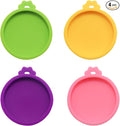 PINE & LINEN 4 Pcs 2.5inch Durable Pet Can Lids,Silicone Small Pet Can Covers Waterproof Cat Food Cans Lids for 3 oz Cat Food Cans(Purple+Pink+Green+Yellow)
