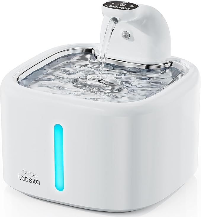 Wireless Cat Water Fountain Stainless Steel, 118oz/3.5L Cordless Automatic Pet Water Dispenser for Cats Indoor, with Motion Sensor, Ultra Quiet Pump, Rechargeable & Multi-Filtration-Silver