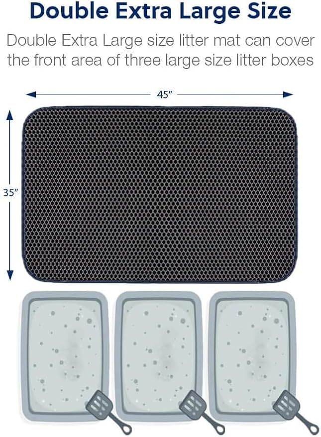 WePet Cat Litter Mat, Kitty Litter Trapping Mat, Honeycomb Double Layer Mats, No Phthalate, Urine Waterproof, Easy Clean, Scatter Control, Catcher Litter Tray Box Rug Carpet