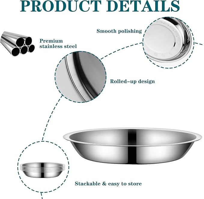 4Packs Cat-Bowls Cat Food Bowl - 6.1 Inch Stainless Steel Cats Feed Bowl for Indoor Cats Shallow and Wide Wet Food Plate Pet Feeding Whisker Fatigue Relief Pet Plate for Kitten Puppy (Type-B)