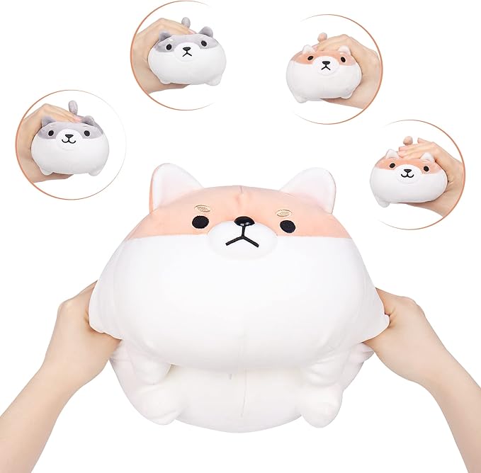 Shiba Inu Plush, 5 PCS Shiba Inu Stuffed Animal Family, 16" Corgi Plushie Cute Soft Plushies Pillow Toy Anime Kawaii Plush Soft Corgi Pillow,Dog Mommy with 4 Puppies Toy Gifts for Boys Girls