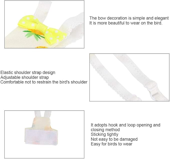 HEEPDD Pet Bird Cute Diaper, Bird Diaper for Parrots, Pigeons, and Other Birds - Convenient for Indoor and Outdoor Use Pet Cute, Soft Cotton Reusable Nan Supplies (L Fruit)