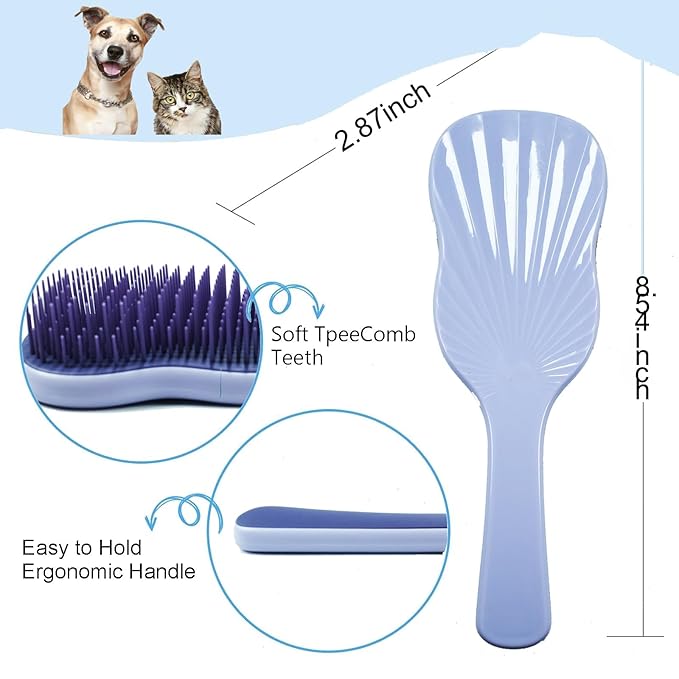 Soft Bristle Puppy Brush for Small Dogs - Gentle Grooming Brush for Shih Tzu, Yorkie, Maltese & Maltipoo. Effective Dog Hair Remover for Tangles & Shedding (Purple)