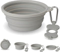 Bonza Collapsible Dog Bowls - Small 12 oz, Dog Travel Accessories, Silicone Portable Dogs Bowl & Water Dish with Reinforced Rim & Carabiner for Hiking, Camping, and Car Trips, Light Gray