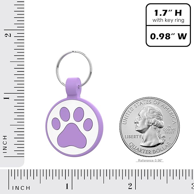 WhoseID QR Code Tag, Modifiable Online Profile Page, Multiple Emergency Contact, Silent Silicone, Lightweight, No Jinging, Collar Accessories, Personalized Cat Tag (Small Breeds - 1", Purple)