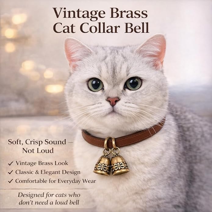 kcrygogo Copper Collar Bell for Small Pet, 0.7 inch Bell for Cats and Dogs,Noise NOT LOUD Come with Silver Pet Anti-Lost ID Pendant Tags (2Set)