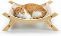 CallieCo Wooden Cat Hammock Bed, Modern Elevated Pet Lounger with Premium Wooden Frame & Breathable Fabric, Stylish Indoor & Outdoor Cat Bed for Cats & Small Dogs - Ivory