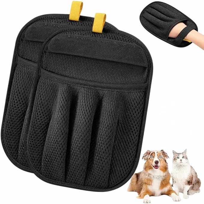 2 PCS Pet Hair Removal Glove for Cats and Dogs - Electrostatic Pet Hair Remover Glove, Reusable Brush Pet Hair Remover for Couch, Carpet, Car Seat & Laundry