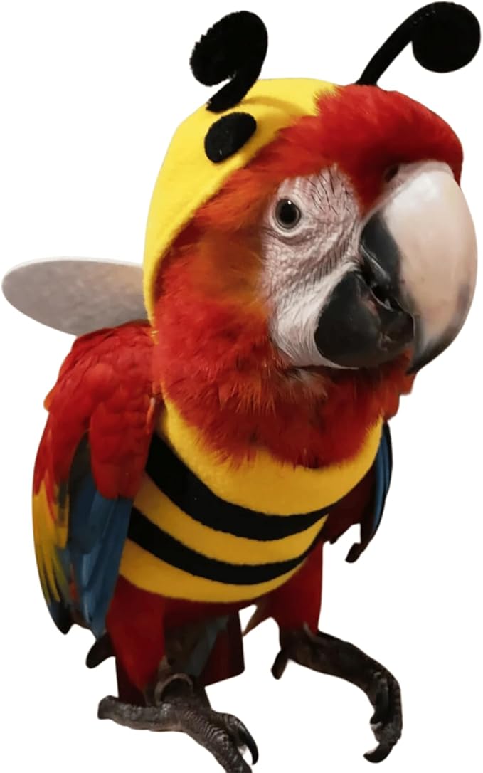 Bird Costume Bird Diaper Flight Suit Bird Bee Shape Bird Clothes Cosplay Photo Prop for Parrots Lovebird Budgie Parakeet Cockatiel (2XL)